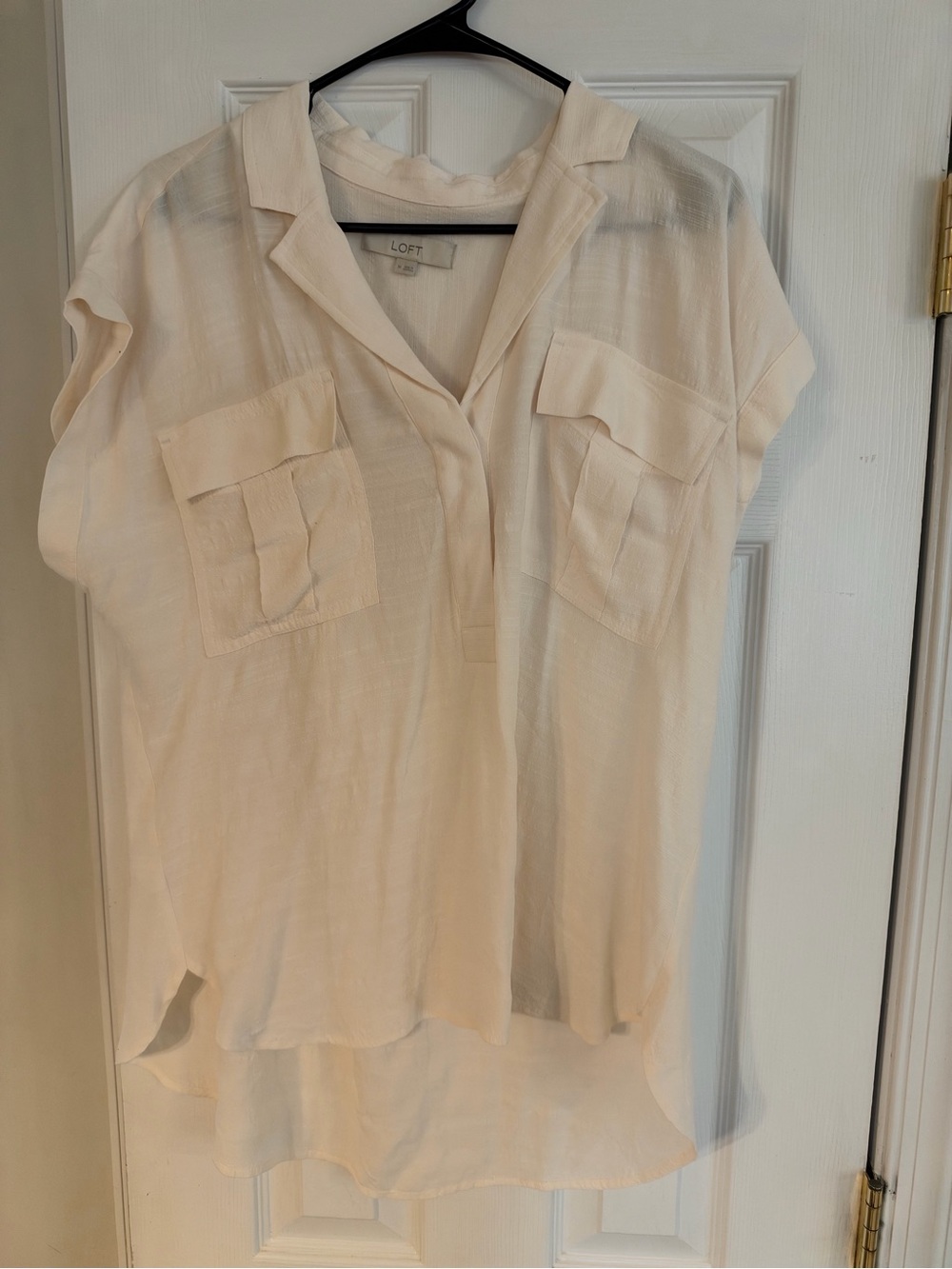 LOFT Cream Short-Sleeve Utility Tunic